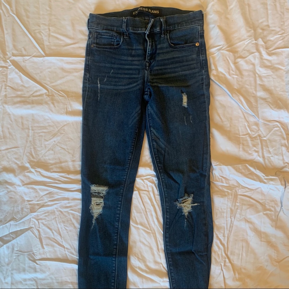 Express Distressed Skinny Jeans